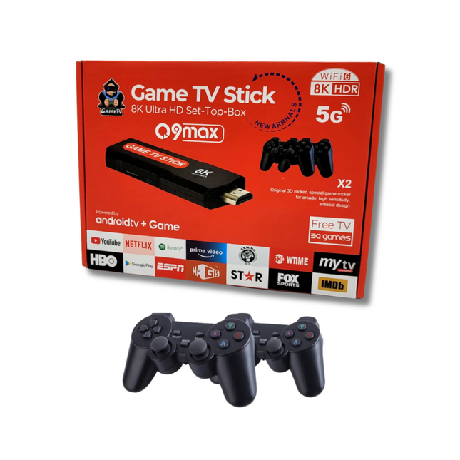 Game Stick Q9 Max 8K con 2 Controles + TV Box