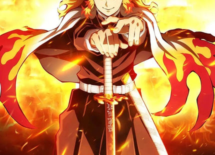 Katana Nichirin de Kyojuro Rengoku Hoja Acero + Vaina - Demon Slayer 103cm