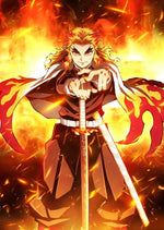 Katana Nichirin de Kyojuro Rengoku Hoja Acero + Vaina - Demon Slayer 103cm